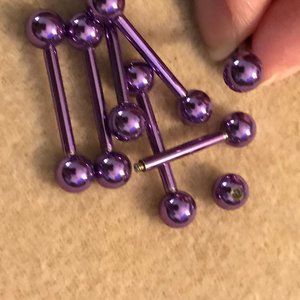12 Gauge Purple Titanium Tongue Rings